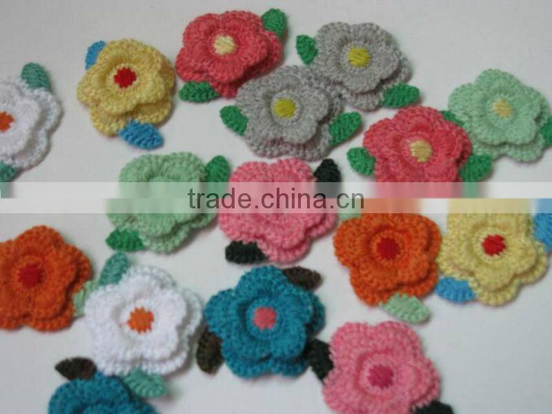 cotton crochet small flower with leaf patches