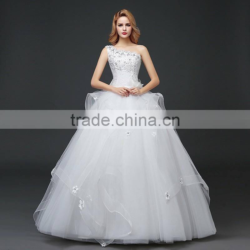 MGOO Custom Made One Shoulder White Beaded Magic Dress Company Ballgown Bridal Party Dress New Style
