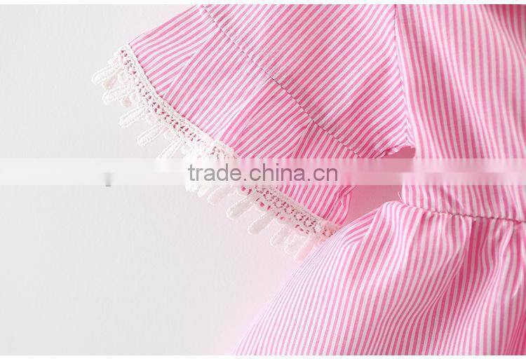 One year old female baby dress children dresses 2017 short sleeve princess dress vest skirt match ruffled bloomer