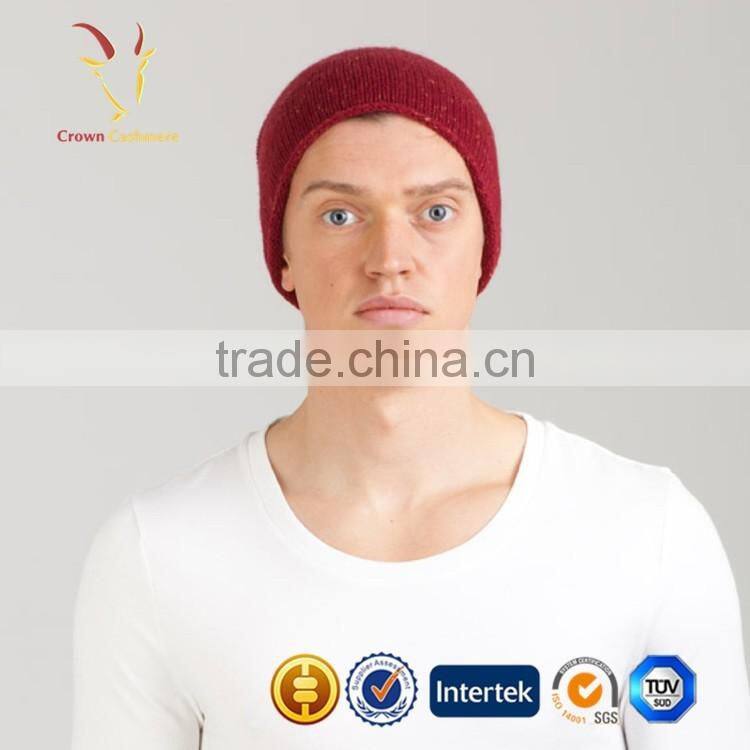 Red Fashion 100% Cashmere Beanie Hat for Men