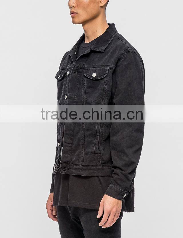 2017 wholesale mens black denim motorcycle printed jacket