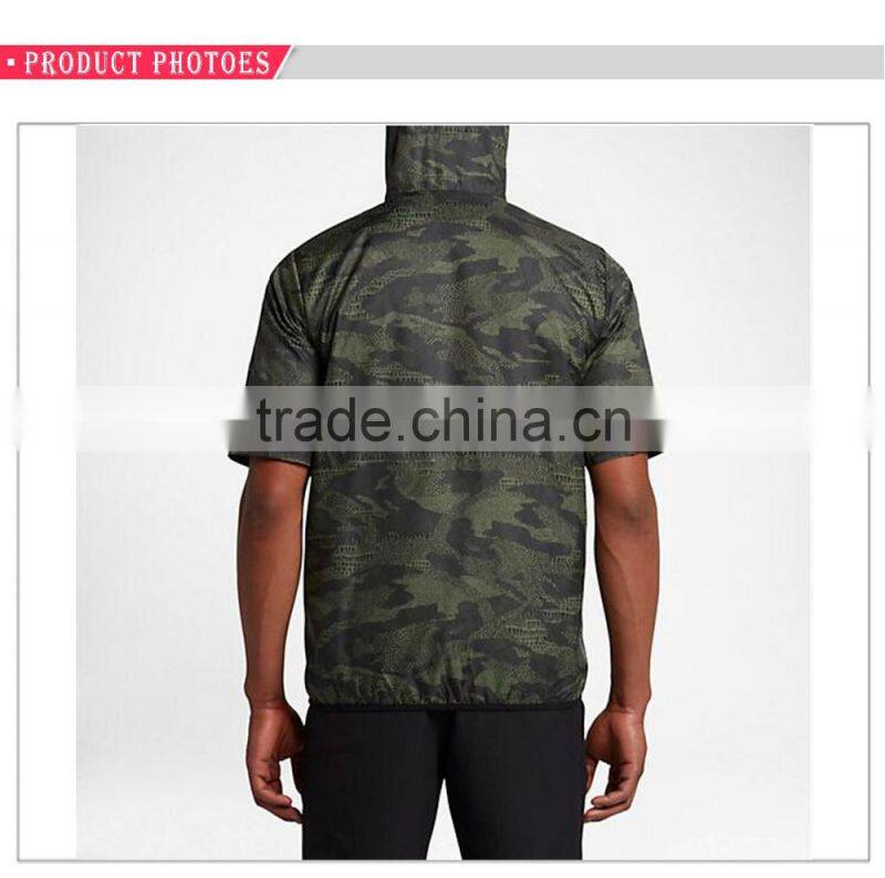 New design raglan short sleeves 100%polyester camo half-zip man golf jacket
