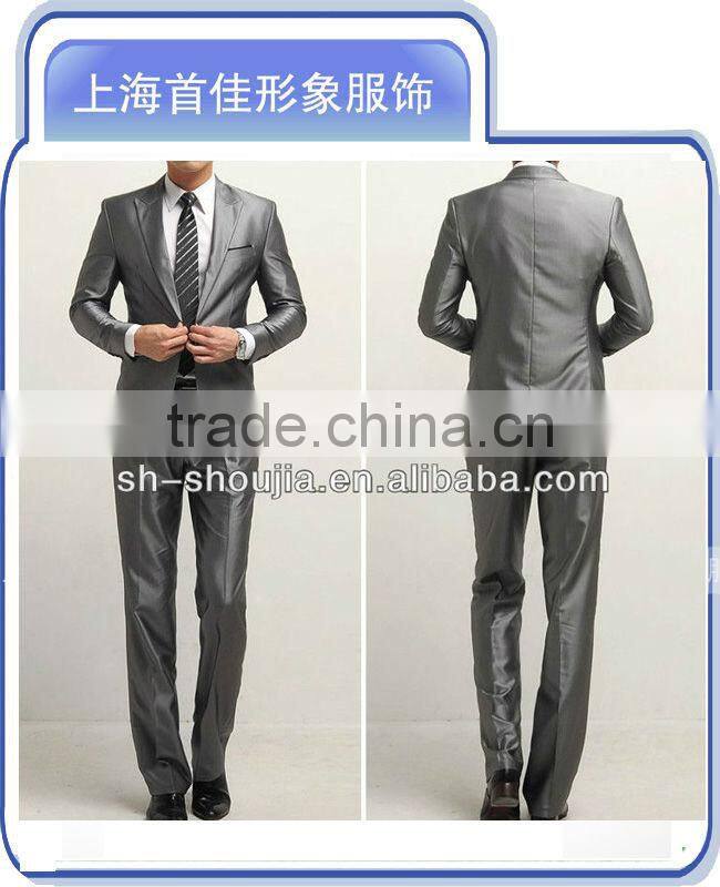 2014 best business mens grey silk comfortable suit