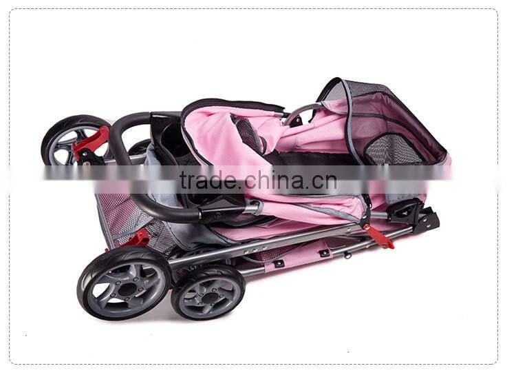 4 Wheels Pet Stroller Cat Dog Cage Stroller