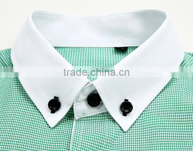 Fancy white color collar & cuff button down collar shirt for men