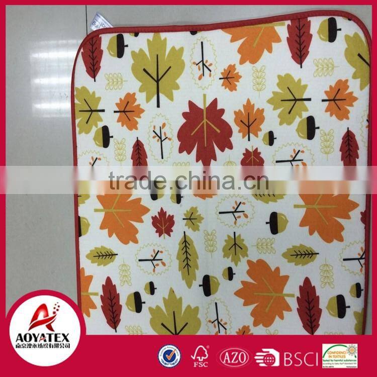 Factory supplier microfiber printing water absorbent kitchen dish drying mat