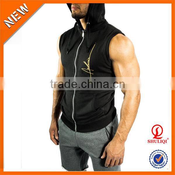 good quality custom hoodies ,men sleeveless hoodies with caps H-934