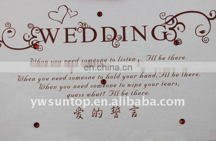 2015 cheap Novel heart design with rose decoration wedding guest book