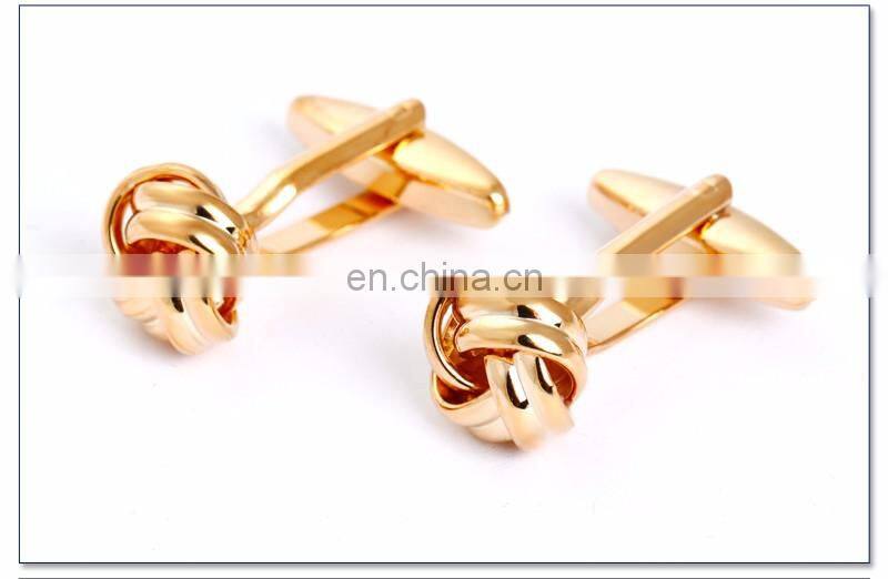 fashion jewelry 18k gold plated cufflinks high end metal knot cufflinks