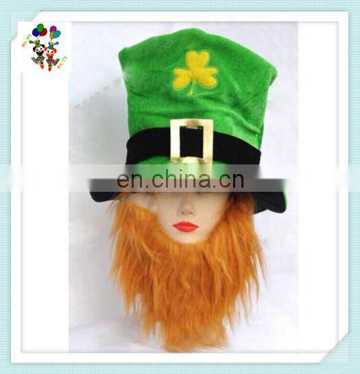 Ireland Shamrock Fancy Dress St Patricks Day Green Party Hats with Beard HPC-0251