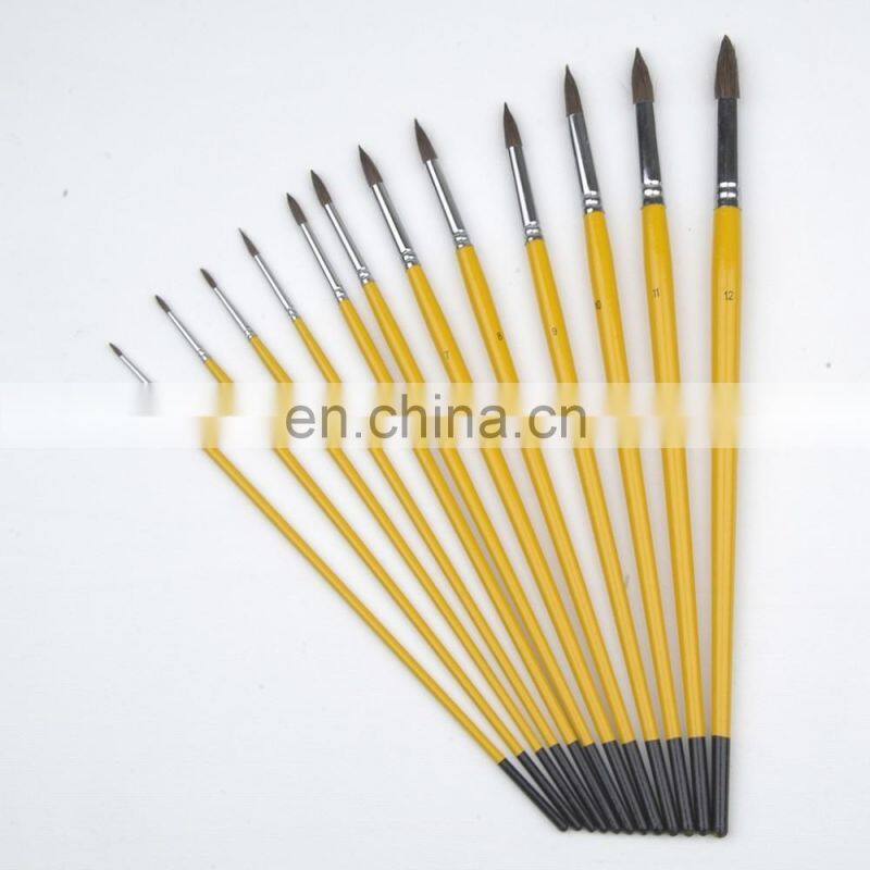 Long coloured handle horse hair brush, round, #1~12