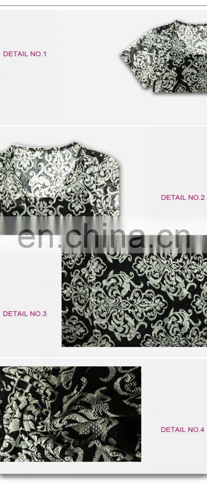 Wholesale Abstract Print Twist Slim Fit For Old Ladies Tunic Top