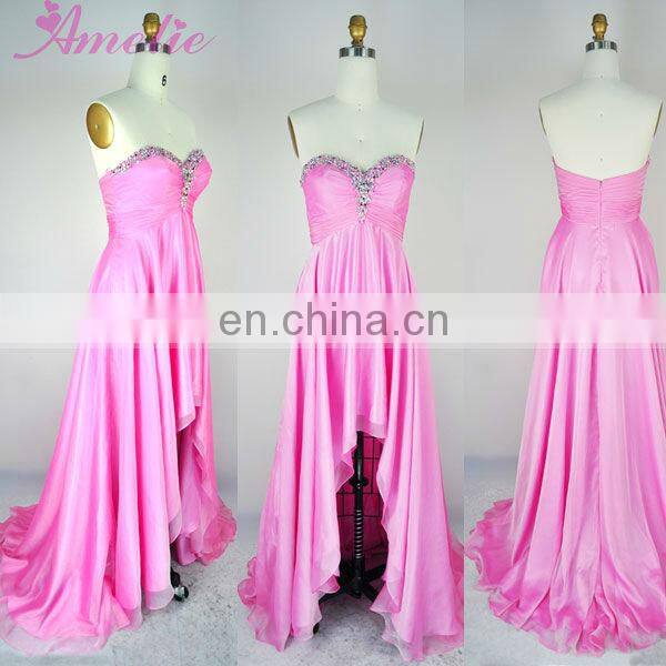 Royal blue strapless beaded chiffon prom dress