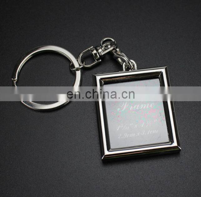 Promotional Gift Laser Logo blank Photo Frame Metal Keychain