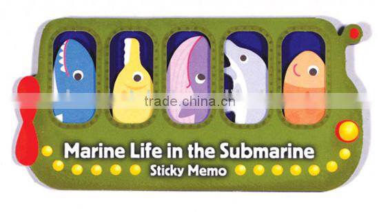 Polar Sea Animal in the Submarine Die cut shape Note set Notepad Sticky memo pad