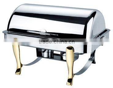 Gold Roll Top Stainless Steel Electric Buffet Chafing Dish for Hotel