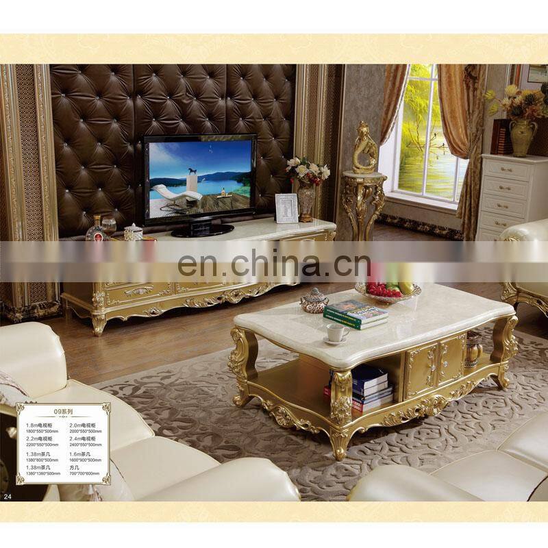 Foshan factory luxury royal design top leather sofa set