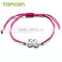 Topearl Jewelry Fashion Logo Hand Made 925 Sterling Silver Beads Turtle Charm Hand-knitted Bracelet With Different Colors 9SB24