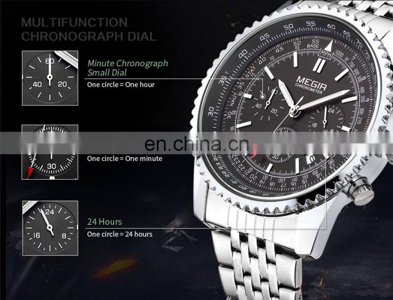 MEGIR Original Men Watch Stainless Steel Quartz Watches Men Top Brand Luxury Clock Men Relogio Masculino 2008