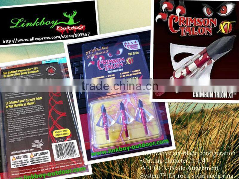 2xj Crimson Talon XT Broadhead 6 Fixed Blade orignal package hunting 100gr archery hunting or shooting 30pcs/lot