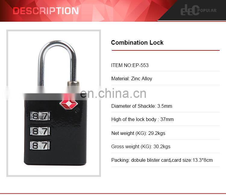 Wholesale 3 Digit Combination TSA Customs Code Lock Safe Padlock For Travel Luggage
