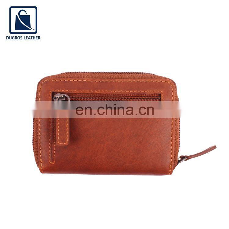 Wholesale Supplier Selling Poly Drill Lining Material Genuine Leather Vintage Style Zipper Wallet at Low Market Price