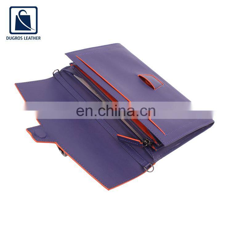 Best Quality Top Selling Luxury Fashion Style Polyester Lining Material Wholesale Genuine Leather Clutch for Women