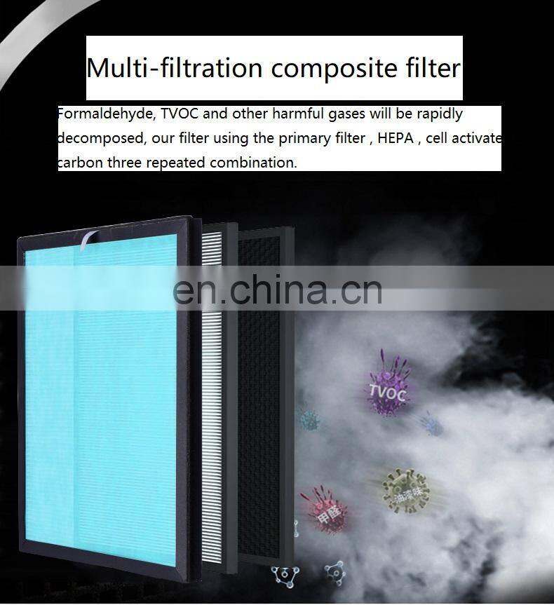 Smoke Formaldehyde Removal Hepa Air Purifier Smart Touch Screen Panel Home Air Cleaner