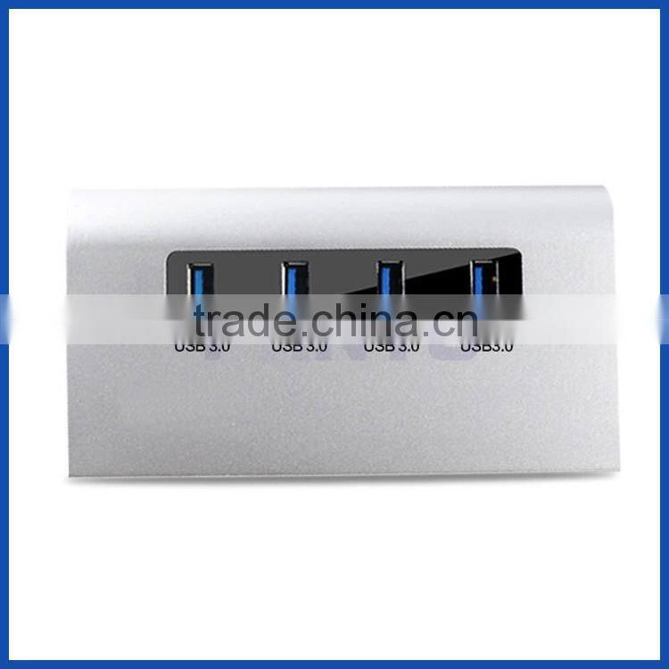 2016 Portable USB 3.0 4 Port generic Hub Aluminium Case with 2A Power Supply