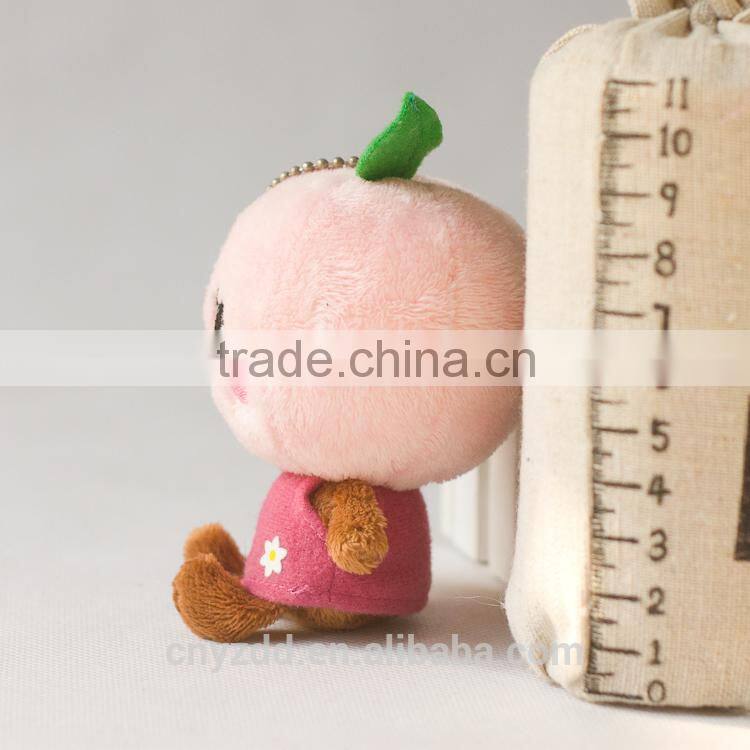 Wholesale Soft Keychain Manufctures in China/ Plush Fruit Keychain Pink Peach/ Soft Toy Mini Keychain Peach Doll