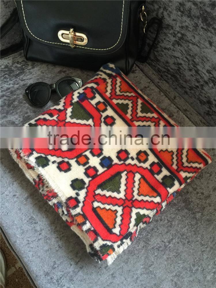 Best Selling Winter Warm Soft Colorful Printed Wool Square Scarf