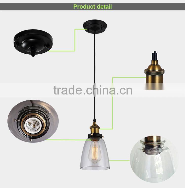 vintage industrial lamp ROHS CE wooden glass pendant lights