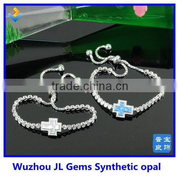 925 sterling silver opal bracelet blue opal bracelet synthetic opal cross bracelets