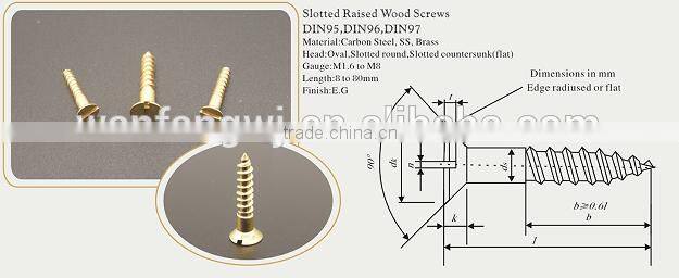 DIN 95/96/97 Slotted raised csk head wood screws