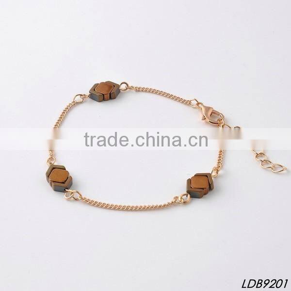 Gold Plated Clear Stone Pendant Bracelets