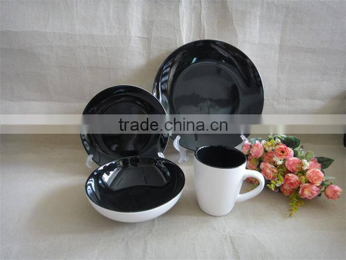 new design products 16pcs double glazed melamine stoneware dinner set