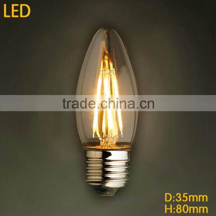 Hot selling CE ROSH 2W-6W E27 LED filament bulb/E14 filament light/candle led light