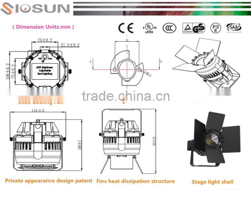 2016 New Patent 60W 7260Lumens 24 Beam Angle LED Track Spot Light
