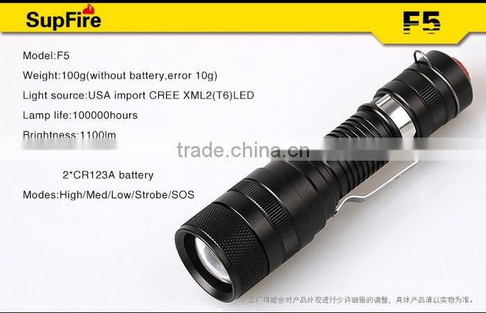 Hot seller SupFire F5 mini portable LED flashlight torch with clip