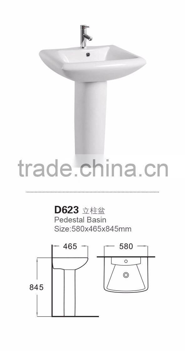 Hot Sale Bathroom Ceramic Washing Bowl Cheap Floor Standing Pedestal Washing Basins