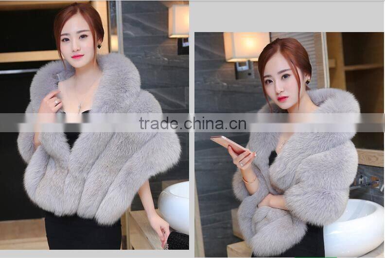 2016 Elegant beautiful cheap women real fox fur wedding shawl