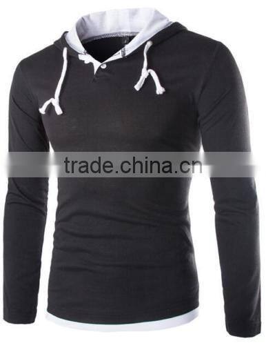 Men's long sleeved T-shirt stitching solid design casual outdoors long sleeved t shirt