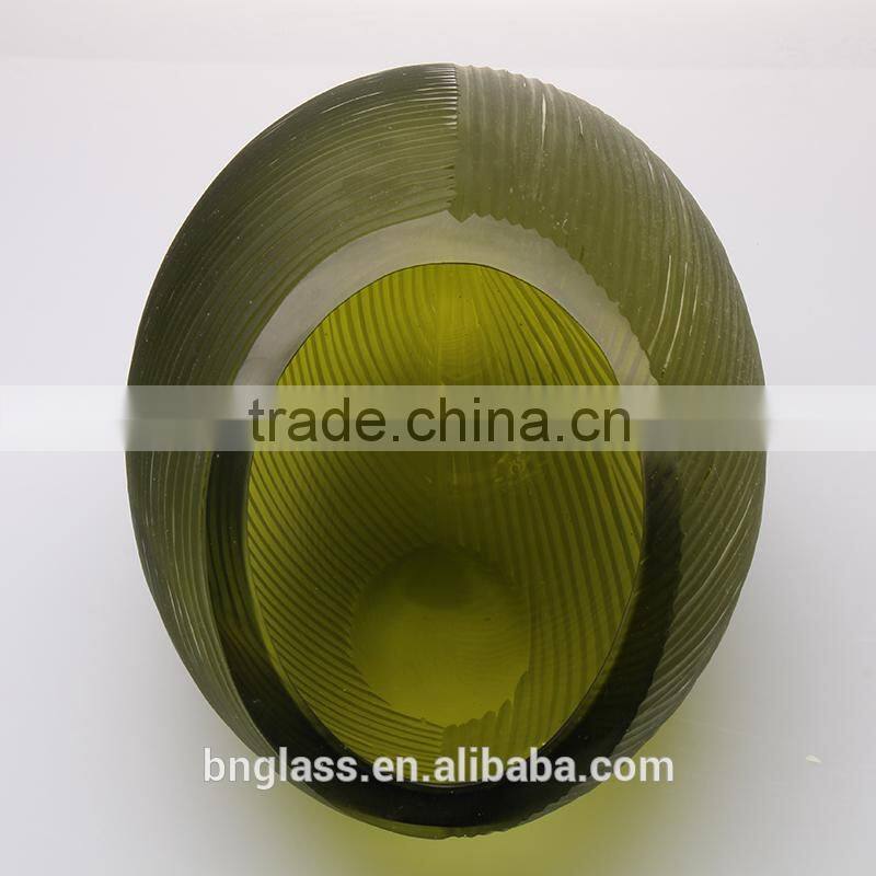 Promotion Decor glass Oval vase green Cheap