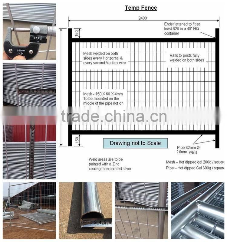 Trade Assurance hot dipped galvanized construction steel tube welded temporary fence