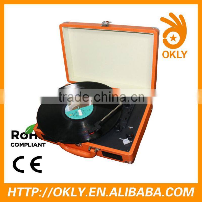 3.5mm headphone jack vintage vinyl turntable record player with Aux in