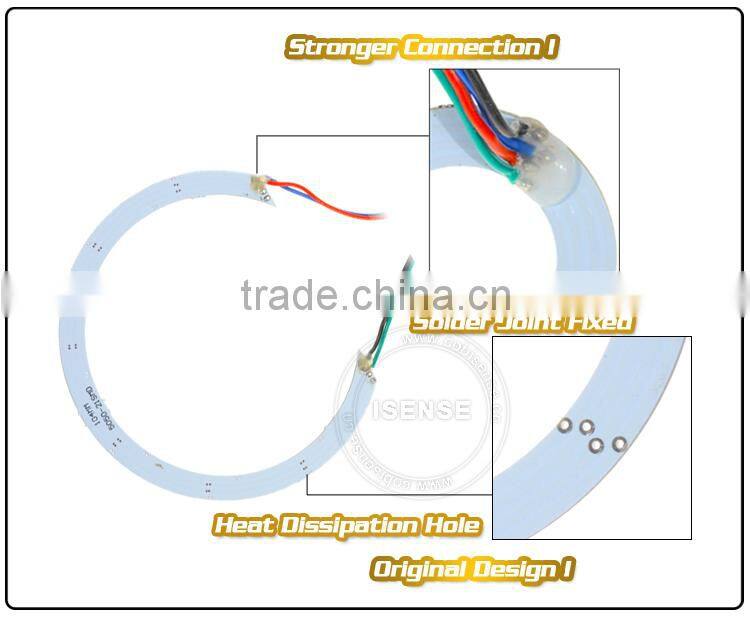 Hot selling DC12v Epistar chips 5050 smd White PCB semi circle 92mm angel eyes rgb led light for vw
