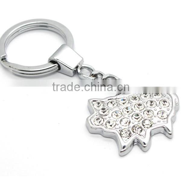 Crystal Diamond Metal Pig shaped keychain
