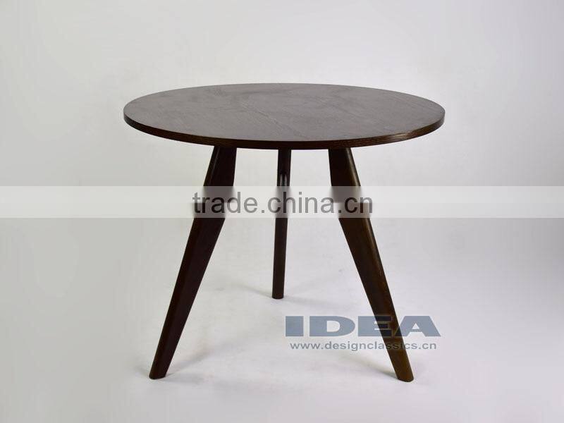Replica Jean Prouve Gueridon Dining Table - Solid Ash Stained in Walnut color