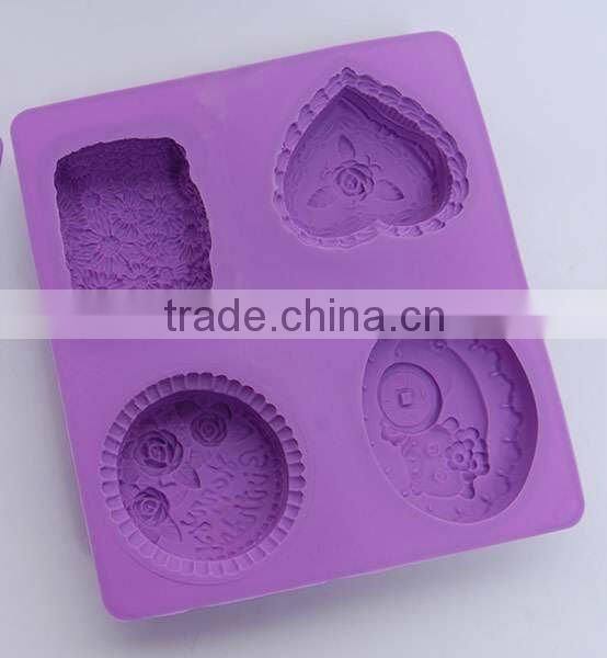 4 cavities handmade silicone flower soap molds