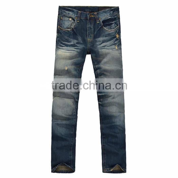 Manufacture China brand name jeans men gender vintage ripped distressed denim trousers skinny pants jeans